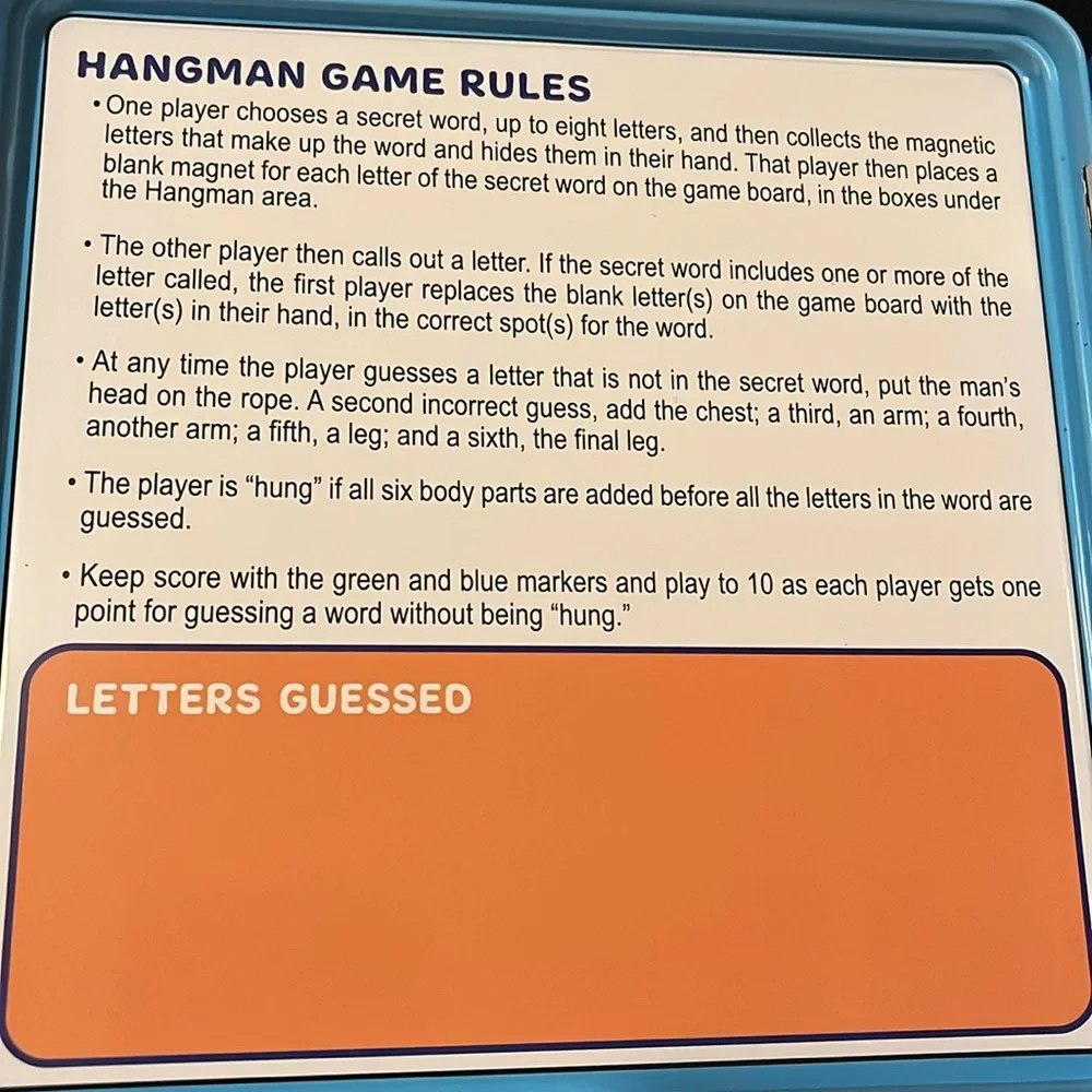 Take 'N Play Hangman Game - Blue
